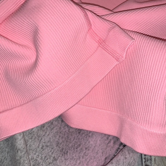 Ortorex Pretty Pink Ribbed Knit Inner Panel Sleeveless One Piece Romper Jumpsuit - Picture 12 of 15